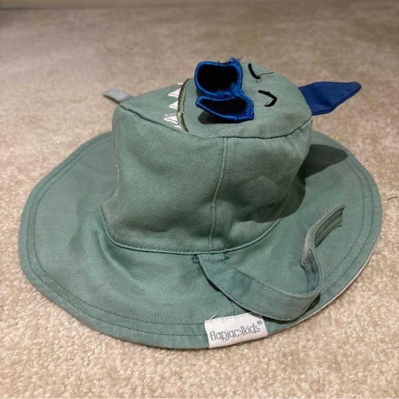 Flapjack Kids Green Gray Reversible Kids Bucket Sun Hat Cap Dinosaur Theme Beach - Picture 3 of 16